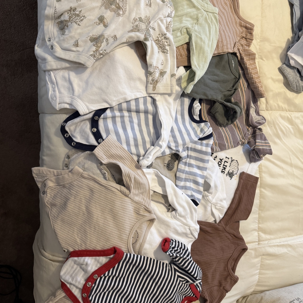 14 Assorted Baby Onesies Newborn Size LONG SLEEVE